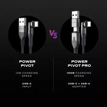 STATIK PowerPivot Pro nailonpunottu kaapeli, USB-C - USB-C, 2 m, musta