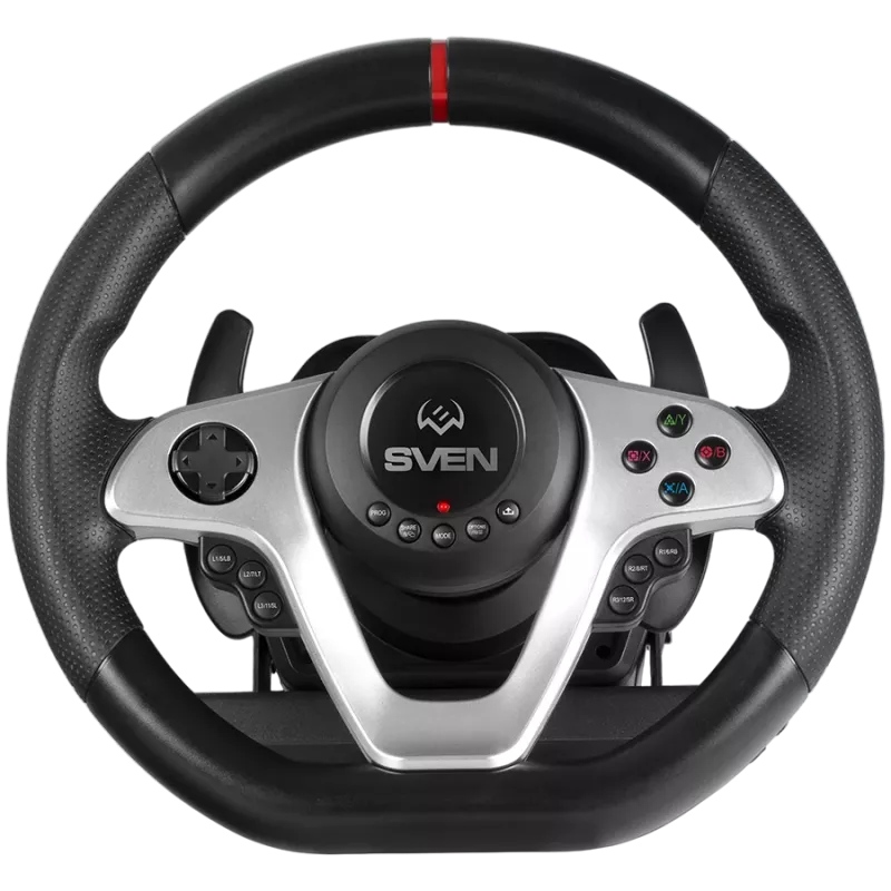 SVEN GC-W1000 -ratti polkimilla, vaihdekeppi, force feedback, D-pad, 17 painiketta, Xbox One/PS4/PC/X-Input