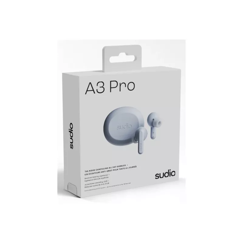 Sudio A3 Pro langattomat nappikuulokkeet, Bluetooth 5.4, Powder Blue