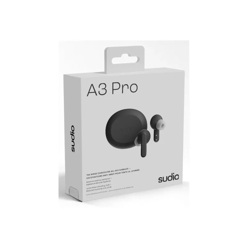 Sudio A3 Pro langattomat nappikuulokkeet, Bluetooth 5.4, Cloudy Black