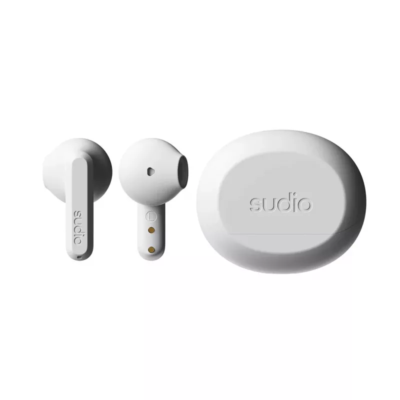 Sudio A3 langattomat nappikuulokkeet, Bluetooth 5.4, valkoinen