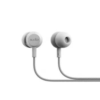 Sudio V3 True Wireless nappikuulokkeet USB-C-latauskotelolla, kaksoismikrofonit, kosketusohjaus, IPX4 roiskevesisuojaus, harmaa-valkoinen