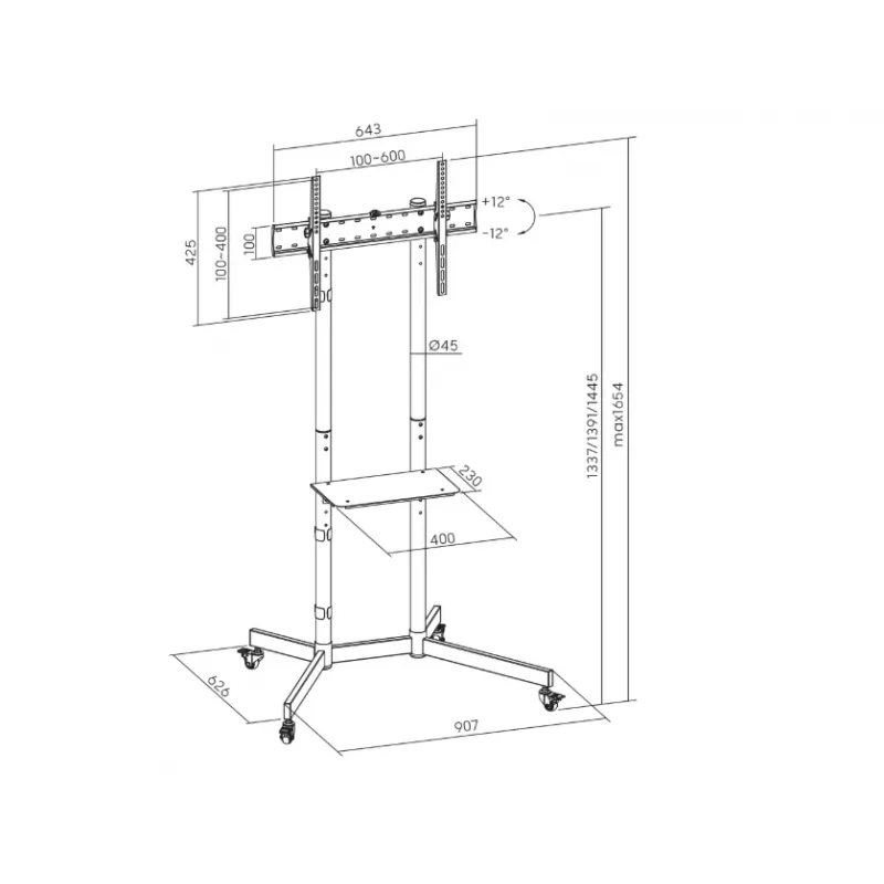 Sunne -lattajalusta S1122 TV-taso 37-70