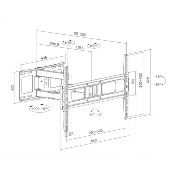 Sunne Full-Motion TV-seinäteline 37-86 tuumaa musta 50 kg