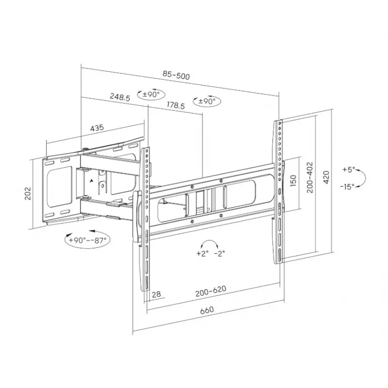 Sunne Full-Motion TV-seinäteline 37-86 tuumaa musta 50 kg