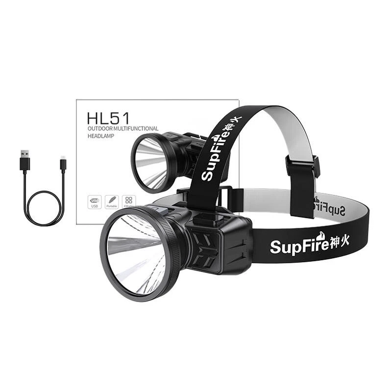Superfire HL51 -otsalamppu, 160 lm, Micro-USB, 4 tilaa, 300 m