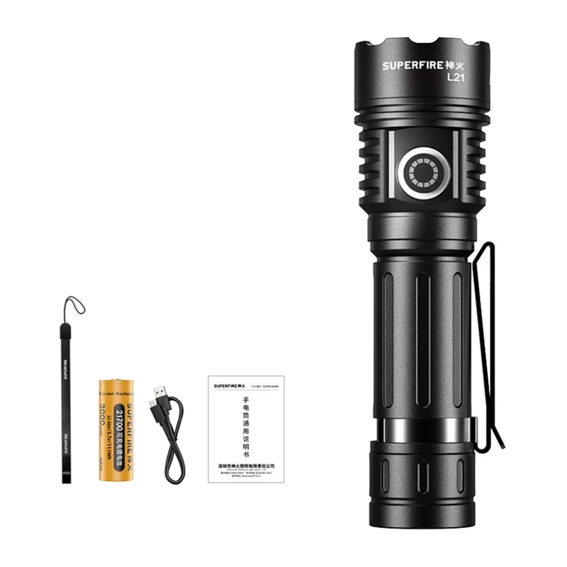 Superfire L21 taskulamppu 2300 lumenia P70 LED USB-C ladattava IP44