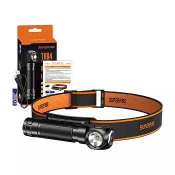 Superfire TH04 LED 2-in-1 otsalamppu taskulamppu, 600 lumenia, USB-C ladattava, 5 tilaa, 150 m valaisuetäisyys