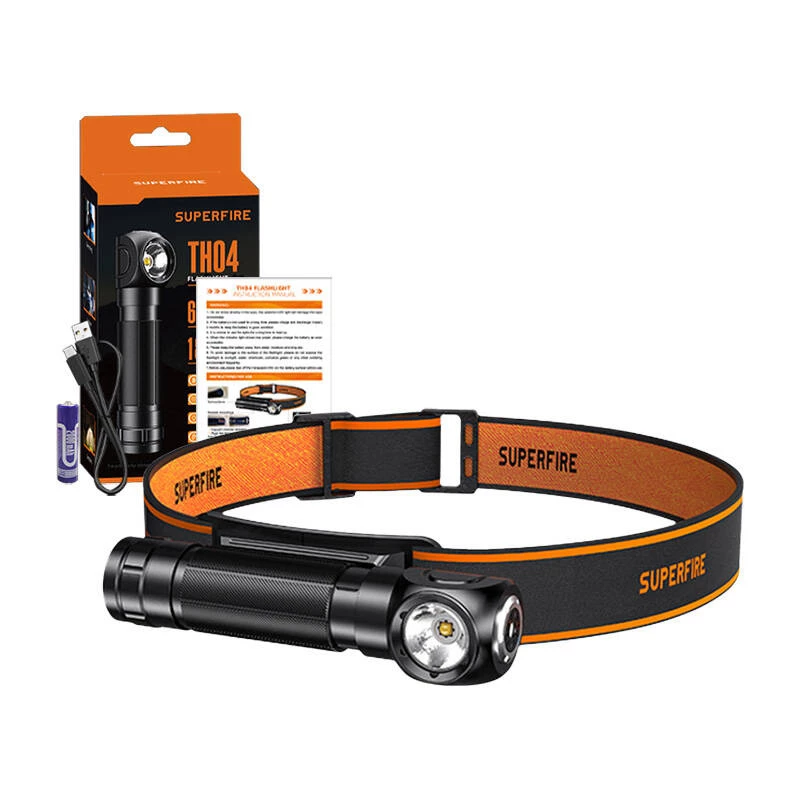 Superfire TH04 LED 2-in-1 otsalamppu taskulamppu, 600 lumenia, USB-C ladattava, 5 tilaa, 150 m valaisuetäisyys