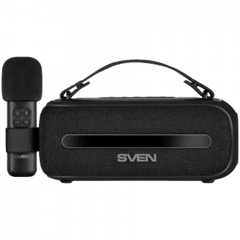 SVEN PS-255 kaiutin, musta (12W, Bluetooth, FM, USB, karaokemikrofoni, 3600mAh)