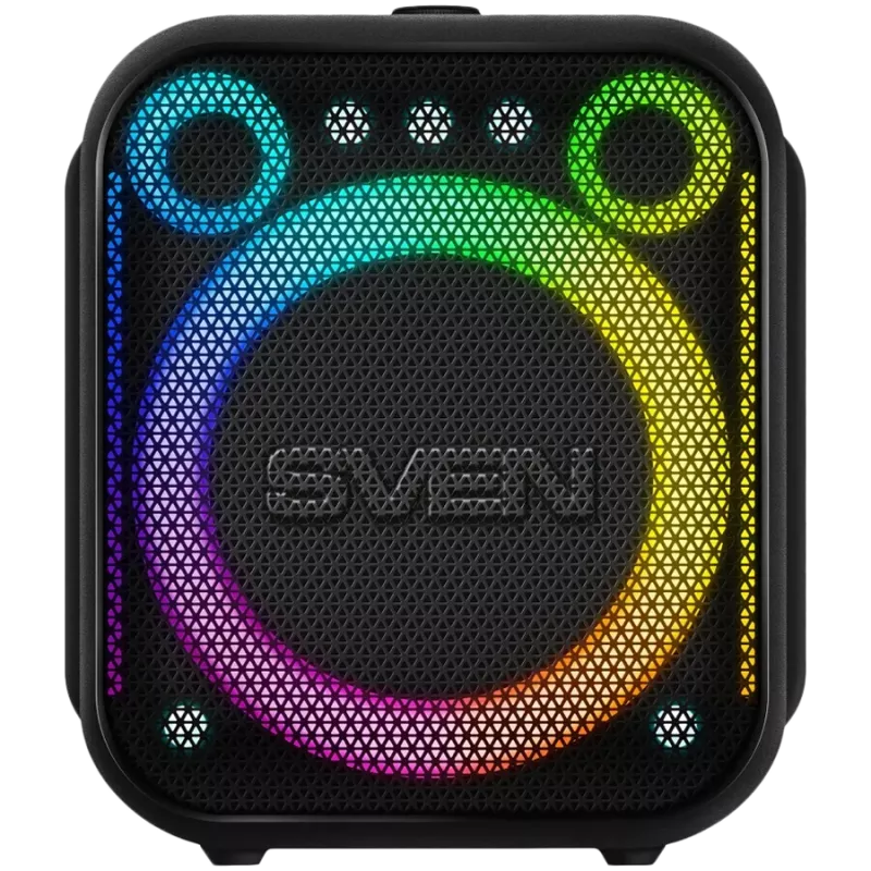 SVEN PS-880 kannettava Bluetooth-kaiutin, 110W RMS, TWS, FM, USB, microSD, LED-näyttö, litiumakku, musta