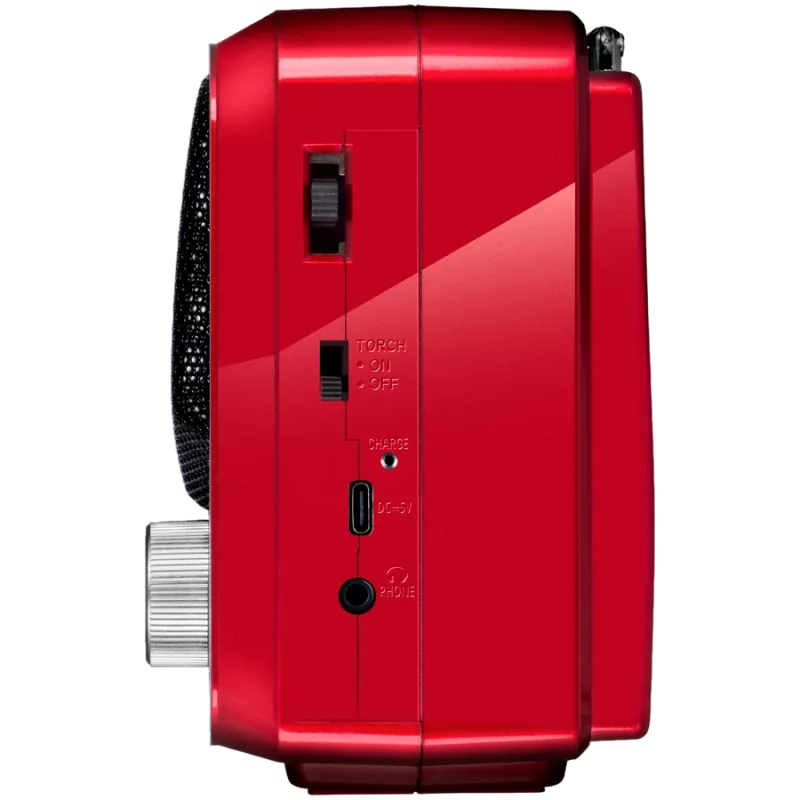 SVEN SRP-150 kannettava kaiutin, punainen (3W, Bluetooth, FM/AM/SW, USB, microSD, taskulamppu, akku)