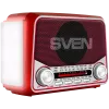 SVEN SRP-150 kannettava kaiutin, punainen (3W, Bluetooth, FM/AM/SW, USB, microSD, taskulamppu, akku)