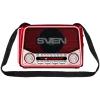 SVEN SRP-150 kannettava kaiutin, punainen (3W, Bluetooth, FM/AM/SW, USB, microSD, taskulamppu, akku)