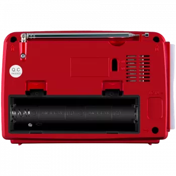 SVEN SRP-150 kannettava kaiutin, punainen (3W, Bluetooth, FM/AM/SW, USB, microSD, taskulamppu, akku)