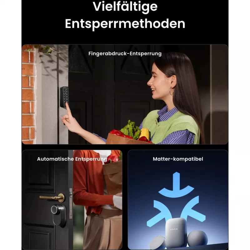 SwitchBot Ultra Touch Bundle, älylukko Hub Mini Matter -keskittimellä, näppäimistöllä ja kortilla, valkoinen
