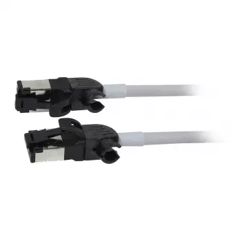 Synergy21 verkkokaapeli RJ45, CAT6A 500MHz, 3 m, harmaa, S/FTP, Slimline pyöreä d=4,5 mm, TPE/LSZH (Superflex), AWG28, CAT7-raakaliittimellä, kiertyvä liitin