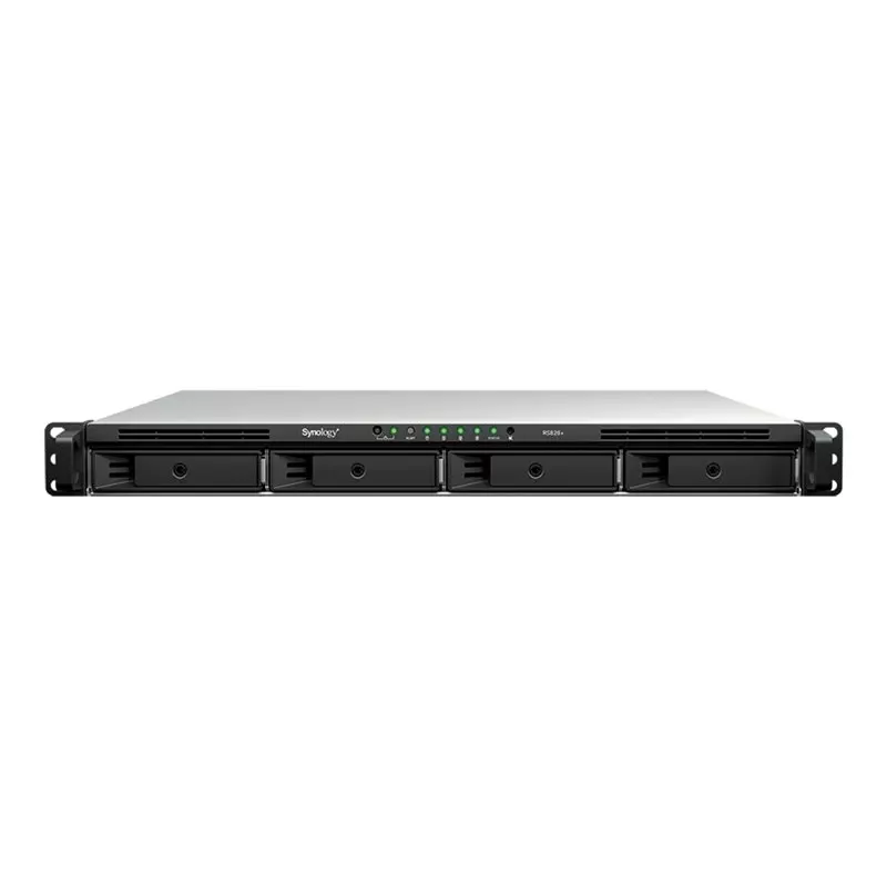 Synology RS826+ 1U rack-asennettava 4-paikkainen NAS, AMD Ryzen V1500B, 4GB DDR4 ECC, 4x 1GbE, ilman kiintolevyjä