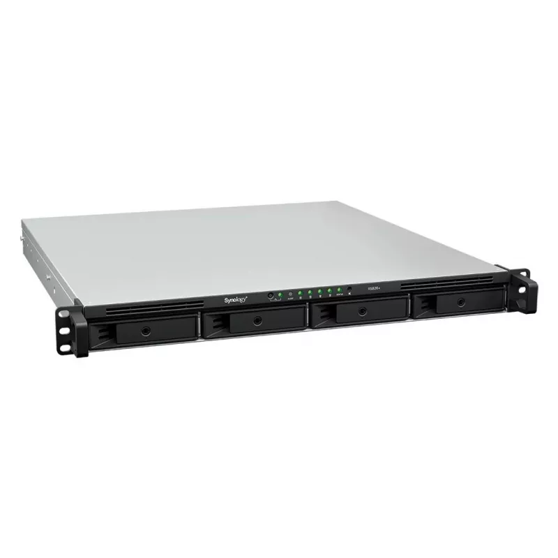 Synology RS826+ 1U rack-asennettava 4-paikkainen NAS, AMD Ryzen V1500B, 4GB DDR4 ECC, 4x 1GbE, ilman kiintolevyjä