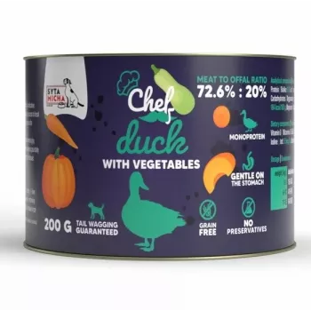 SYTA MICHA Chef ankka kasviksilla mono-märkäruoka koirille 200g