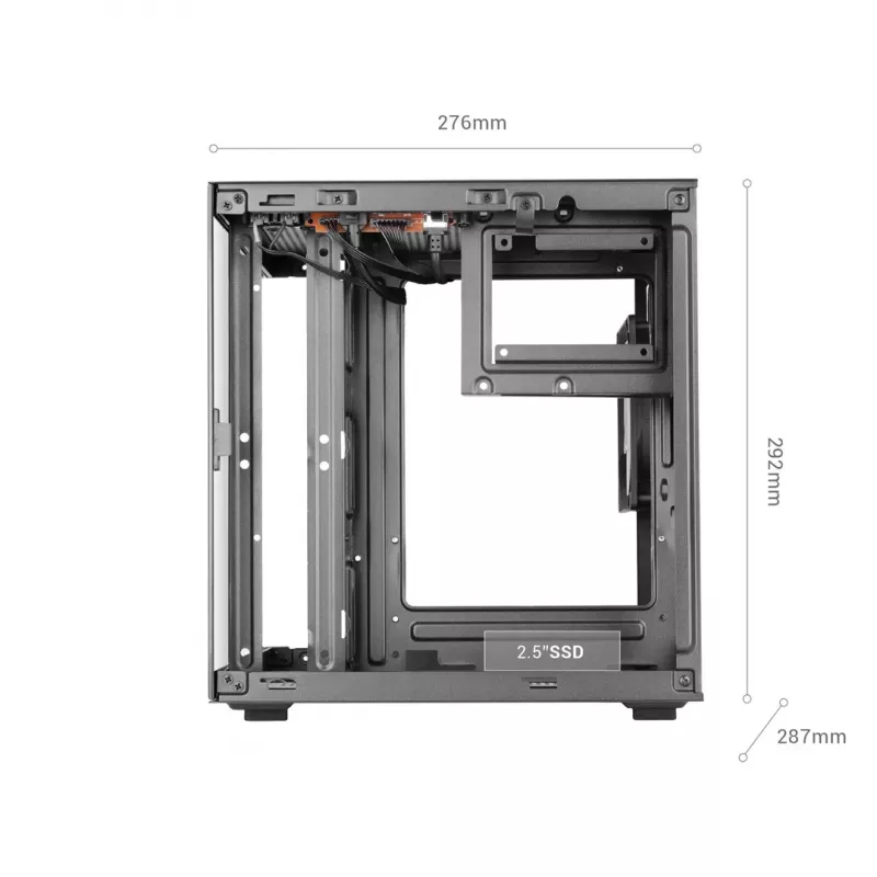 TACENS MARS MC-CUBE Micro-ATX kotelo, musta, Tempered Glass, ARGB, USB-C