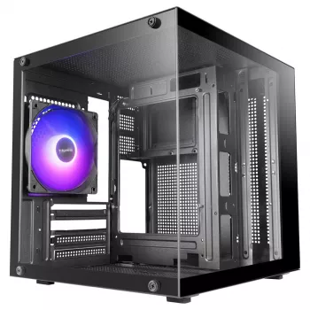 TACENS MARS MC-CUBE Micro-ATX kotelo, musta, Tempered Glass, ARGB, USB-C