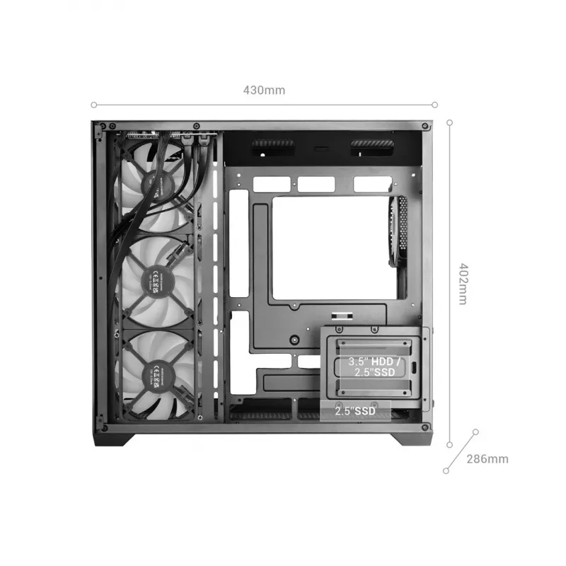 TACENS MARS MC-V5 4xARGB USB-C ATX Mid-Tower kotelo karkaistulla lasilla