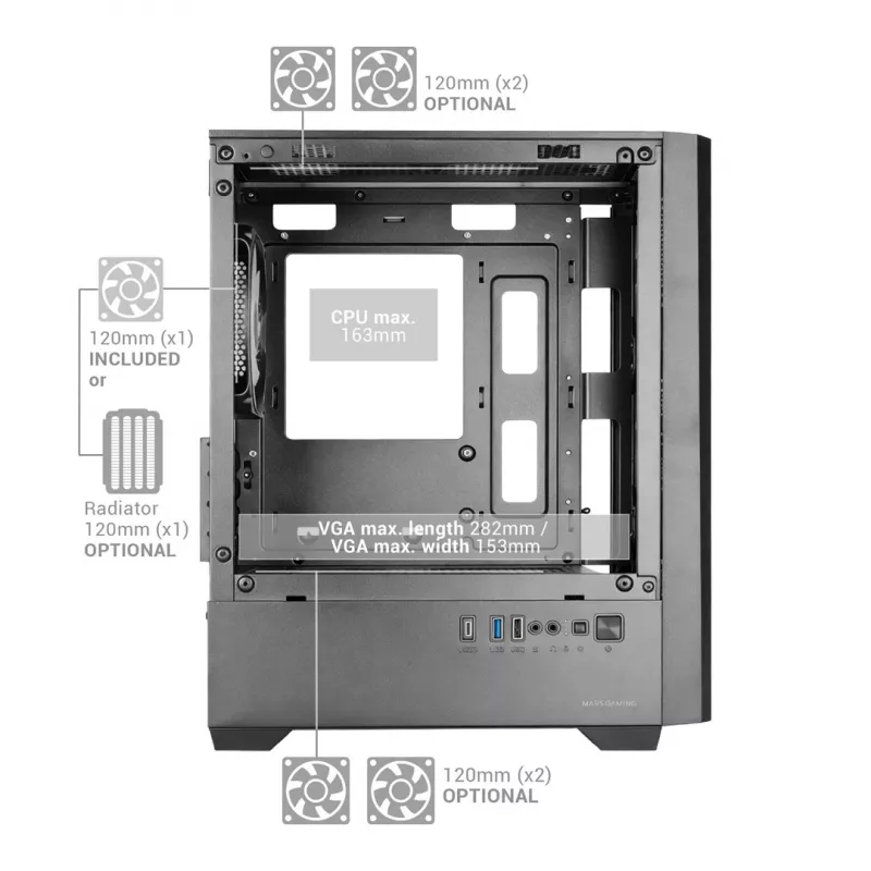 TACENS MARS MC-VECTOR 4xARGB USB-C Micro-ATX -tornikotelo