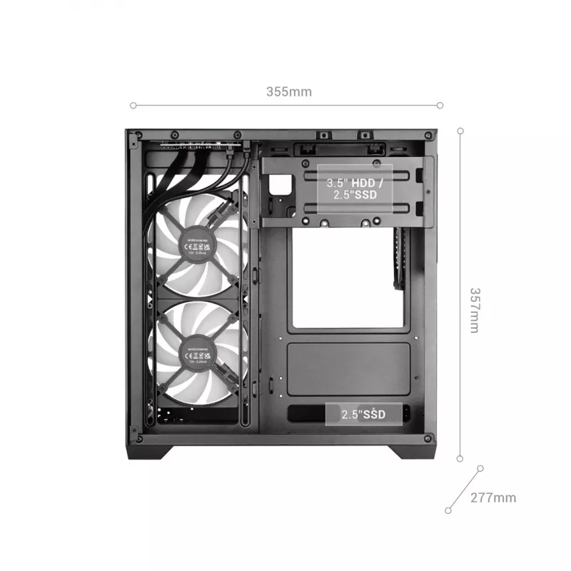 TACENS MARS MC-VIEW3 Micro-ATX kotelo 3x ARGB tuulettimella, USB-C, karkaistu lasi
