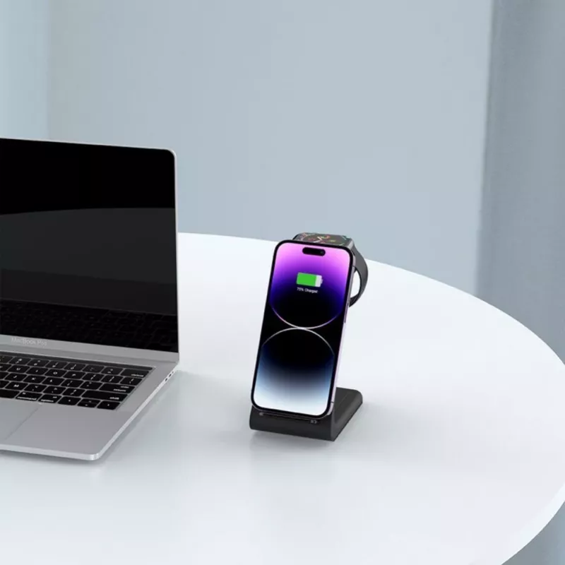 Tech-Protect A8 10W 3-in-1 langaton latausteline älypuhelimelle, kuulokkeille ja älykellolle - musta
