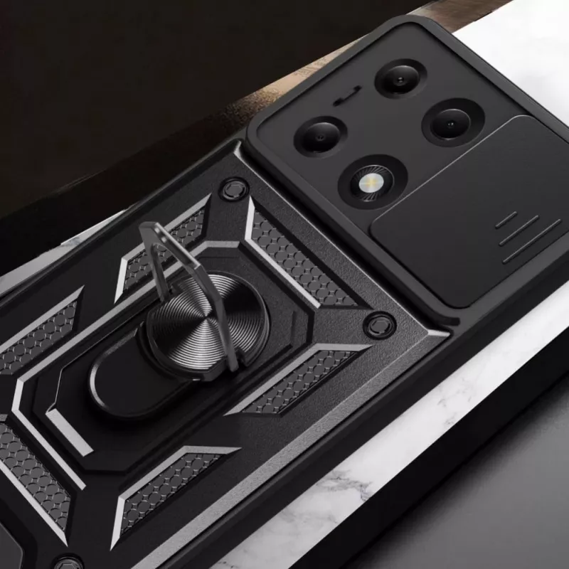 Tech-Protect CamShield Pro -kotelo Xiaomi Redmi Note 13 Pro 4G / LTE / Poco M6 Pro 4G / LTE -malliin - musta