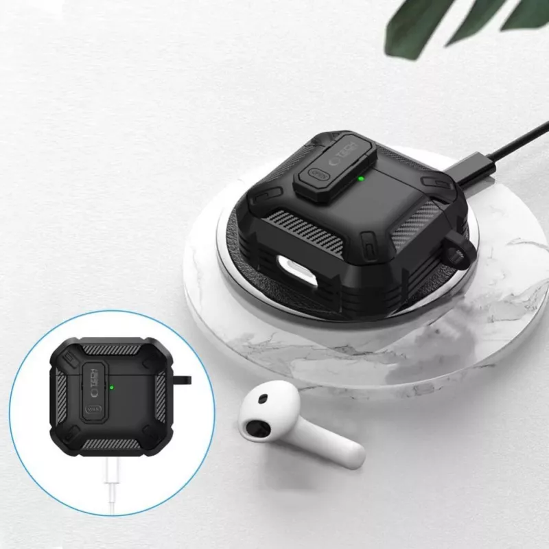 Tech-Protect Carbonox -kotelo AirPods 4 - musta