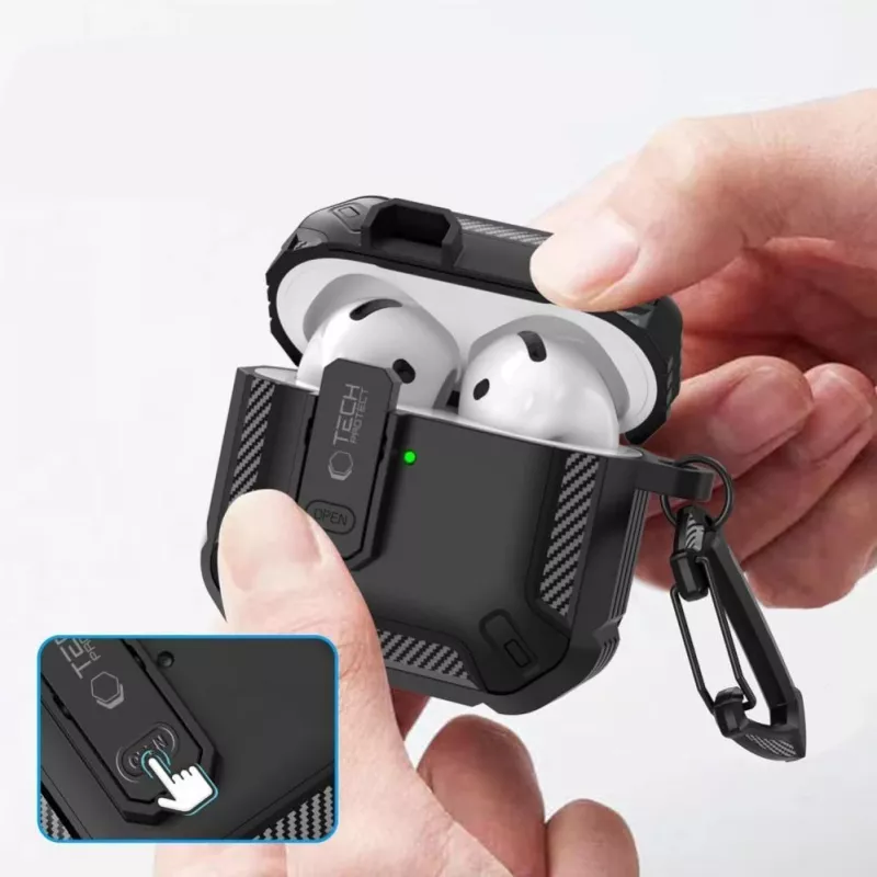 Tech-Protect Carbonox -kotelo AirPods 4 - musta