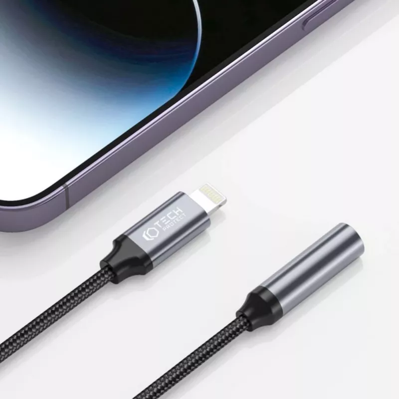 Tech-Protect Lightning (pistoke) - 3,5 mm kuuloke (liitäntä) sovitin - valkoinen