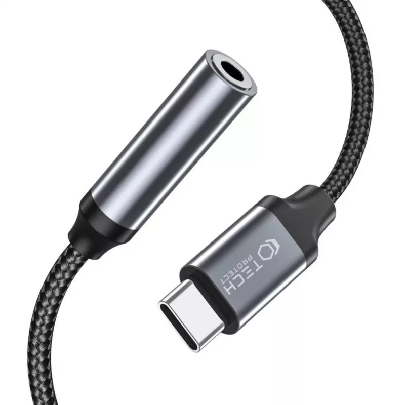Tech-Protect USB-C - 3,5 mm mini-jakki audioadapteri (liitäntä) - musta