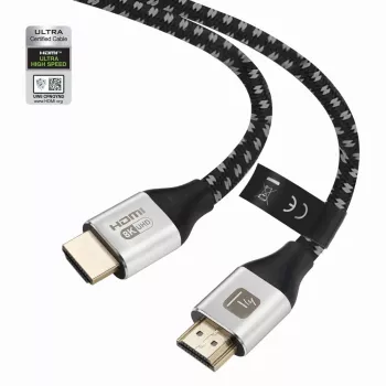 Techly ICOC-HDMI21-8-010T HDMI 2.1 -kaapeli 1 m 48Gbps 8K 10K punottu musta