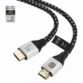 Techly ICOC-HDMI21-8-020T HDMI 2.1 -kaapeli 8K 10K 48 Gbps 2 m musta punottu