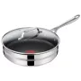 TEFAL Jamie Oliver Premium ruostumaton teräspaistinpannu 28 cm titaanipinnoitteella ja lasikannella