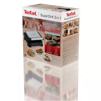 Tefal SuperGrill 3-in-1 GC510DE0 kontaktigrilli, 2000 W, hopea/musta