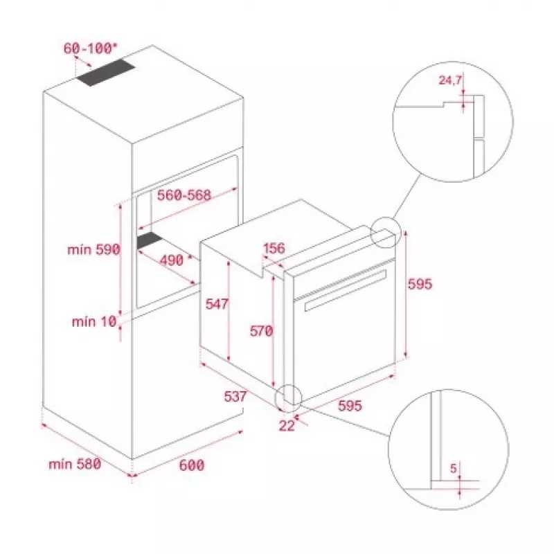 TEKA HSB 6350 SS kalusteisiin asennettava sähköuuni, 70L, A+ energia, ruostumaton teräs