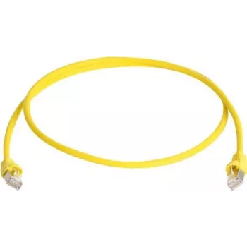 Telegärtner 100008173 CAT 5e F/UTP RJ45 patch-kaapeli, 0,5 m, keltainen, palonesto, taittosuojalla