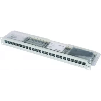 TELEGÄRTNER 19 tuuman 1U modulaarinen patchpaneeli 24 AMJ-S Cat.6A suojatulla moduulilla, T568A, työkaluton IDC, RJ45/RJ11/RJ12 J02023A0039