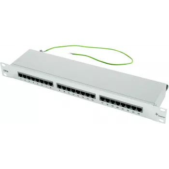 TELEGÄRTNER Cat.5e 24-porttinen RJ45 patch-paneeli, 1U, 19 tuuman, vaaleanharmaa