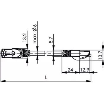 Telegärtner L00004A0104 Cat6a S/FTP -verkkokaapeli, 6 m, harmaa