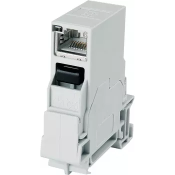 Telegärtner STX RJ45 DIN-kiskorasio Cat.6A suojattu, vaaleanharmaa