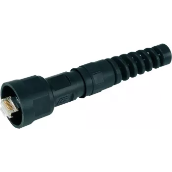 Telegärtner STX V1 RJ45 pistokesarja, muoviversio 1, suora, 8P8C, suojattu, musta, 1 kpl