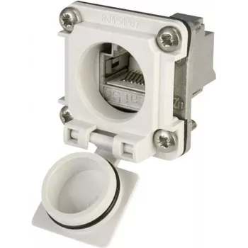 Telegärtner STX V6 RJ45 laippa-asennusliitinsarja variantti 6, 8P8C, suojattu, Cat.6A, IP67, vaaleanharmaa J00020A0483