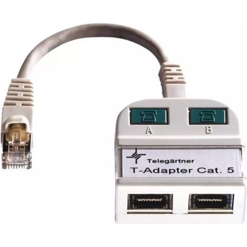 Telegärtner Token Ring -jakaja RJ45 uros 2x RJ45 naaras suojattu vaaleanharmaa J00029A0011