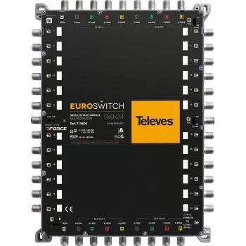 TELEVES EuroSwitch 9x9x24 kaskadimultikytkin 8 SAT + 1 TER tulot 24 käyttäjälähtöä ref. 719604