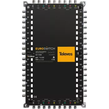 TELEVES EUROSWITCH 9x9x32 F -multikytkin, 8 satelliittituloa, 32 osallistujalähtöä, kaskadoitava